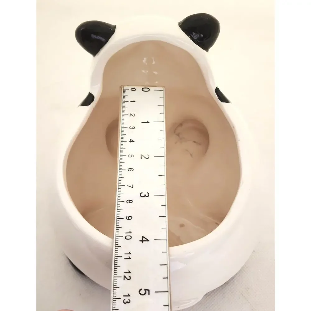 Vintage Cute Panda Ceramic Planter Pot Black White 8